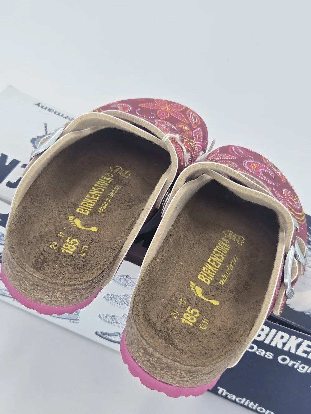 Birkenstock Dorian Kinder Birko-Flor Red Flower Mary Jane Clogs Size C11 Toddler